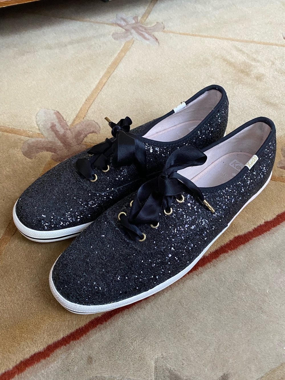 Kate Spade Keds Black Glitter New 8.5 - Picture 3 of 7
